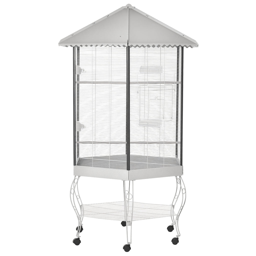  77" Flight Bird Cage Hexagon Covered Canopy Portable Aviary With Storage — Bird Cages | GetPawsy