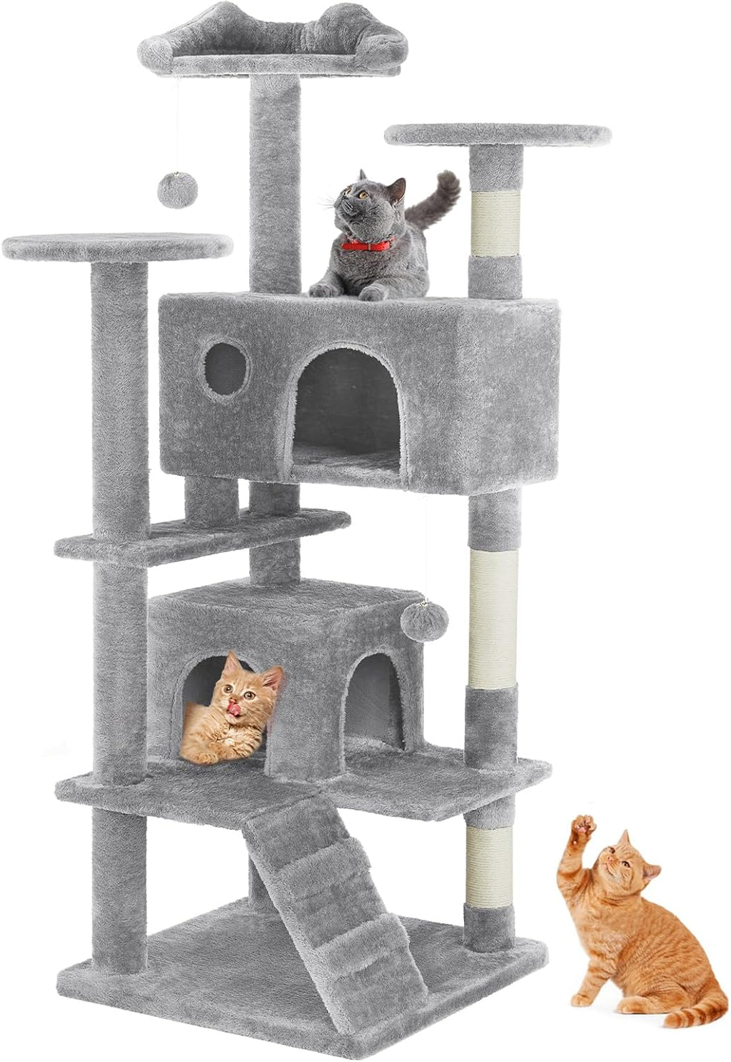 54 -Cat Tree Tower - Multi-level With Sisal Grab Post, Indoor Apartment With Ladder, Plush Toys, Rest And Play — Cat Trees & 