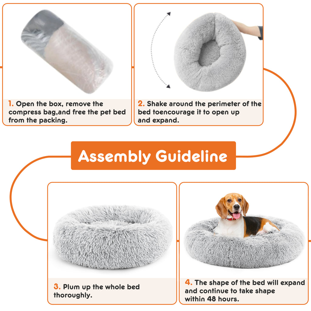 Cat Bed – Fluffy Plush Round Faux Fur Anti-Slip Bed for Cats — Cat Beds | GetPawsy
