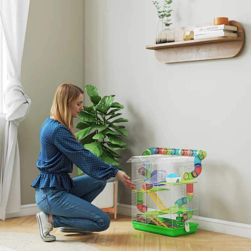 5-Tier Hamster Habitat – Enclosure Cage with Tubes, Wheel & Accessories — Hamster Cages | GetPawsy