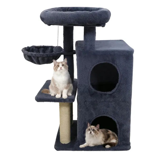 Cat Tree Tower Condo – 2-Tier 33.5-Inch Dark Gray with Sisal Scratching Posts for Cats — Cat Trees & Condos | GetPawsy