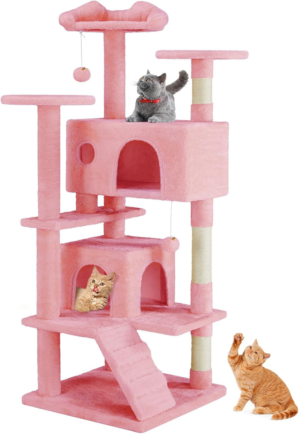 54 -Cat Tree Tower - Multi-level With Sisal Grab Post, Indoor Apartment With Ladder, Plush Toys, Rest And Play — Cat Trees & 