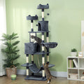  81" Cat Tree w/ Cat Scratching Posts, Scratching Board, Condos, Beds, Hammocks, Toy Balls, Rope Cat Toy, Gray — Cat Trees & 