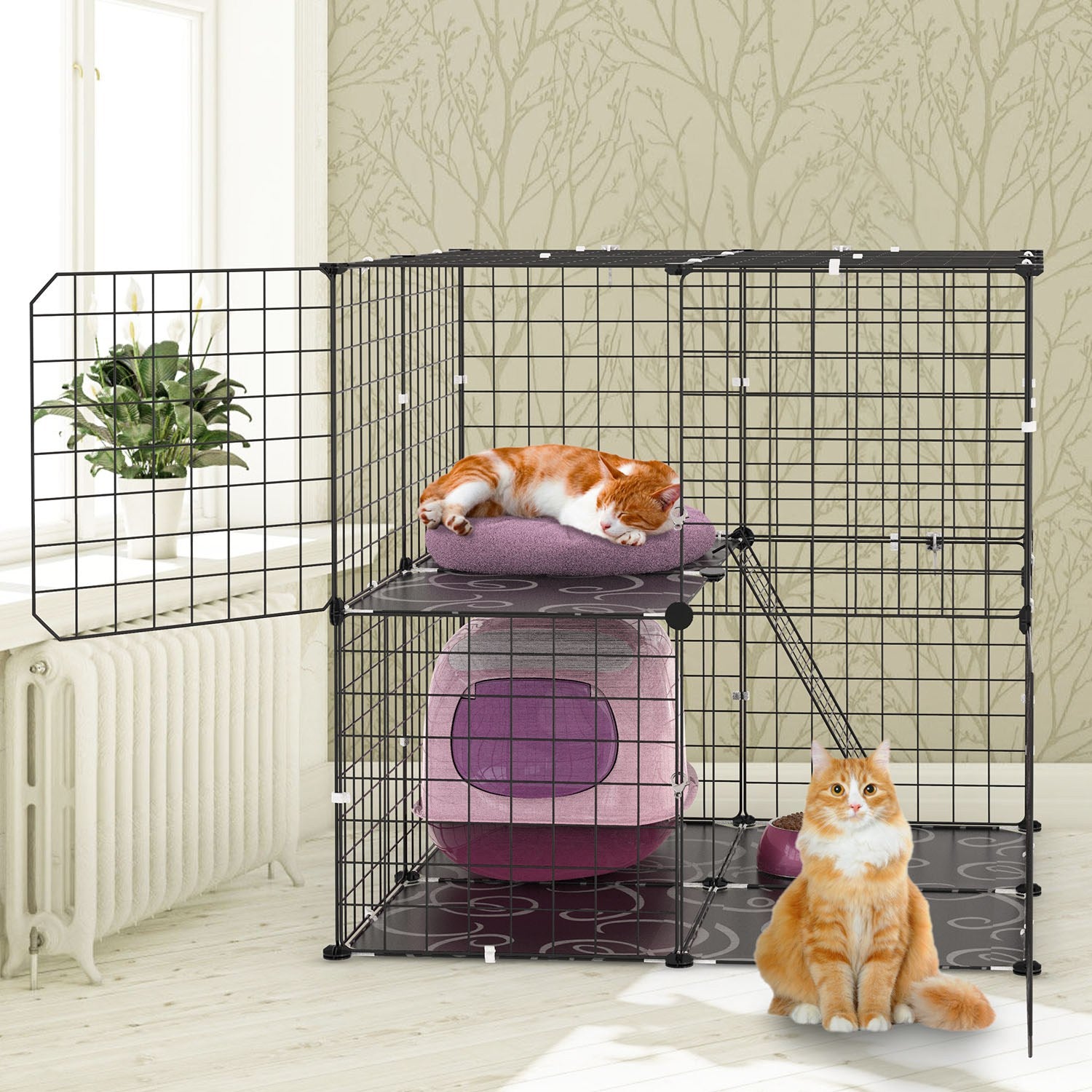 Cat Playpen Enclosure – 2-Tier Indoor Home with Ladder — Cat Toys | GetPawsy