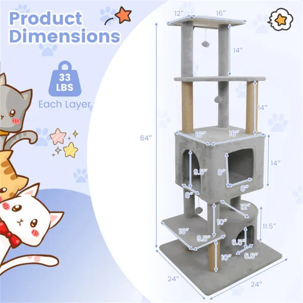 Cat Tree – Multi-Level Tower with Plush Perches & Jute Scratch Posts — Cat Trees & Condos | GetPawsy