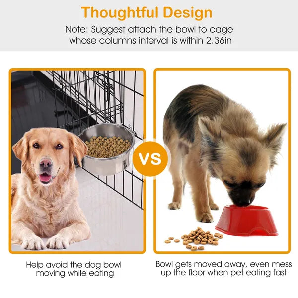 Hanging Dog Bowl – Stainless Steel Food & Water Bowl for Cages — Dog Bowls & Feeders | GetPawsy