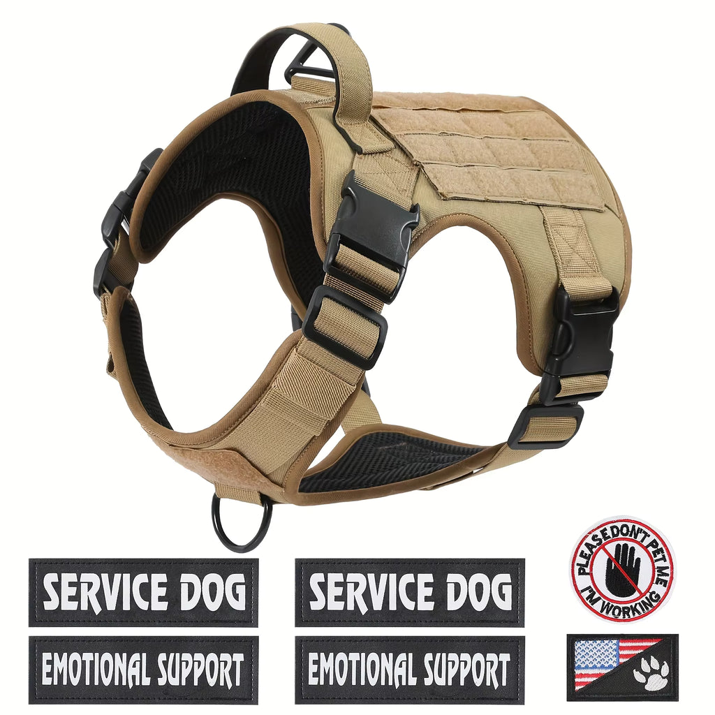 Tactical Dog Harness – Adjustable Reflective Service Vest with Metal Buckle for Dogs — Dog Collars & Leashes | GetPawsy