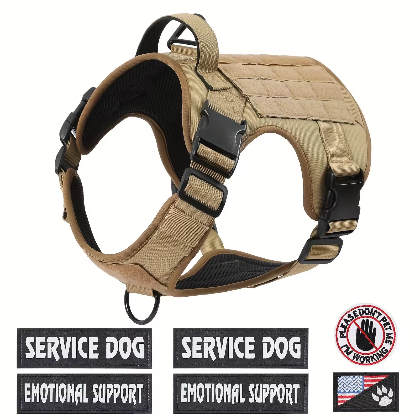 Tactical Dog Harness – Adjustable Reflective Service Vest with Metal Buckle — Dog Collars & Leashes | GetPawsy