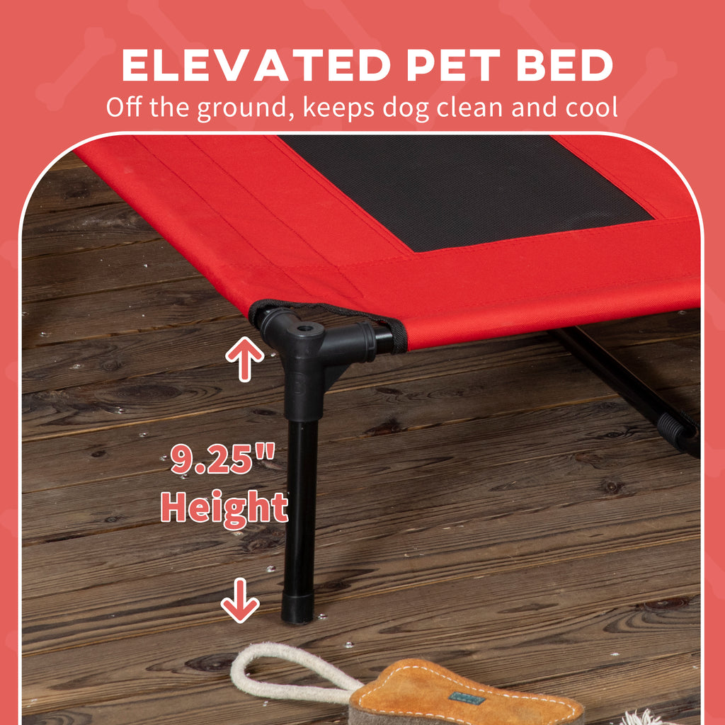  48" x 36" Elevated Portable Dog Cot Cooling Pet Bed with UV Protection Canopy Shade, Red — Dog Beds | GetPawsy