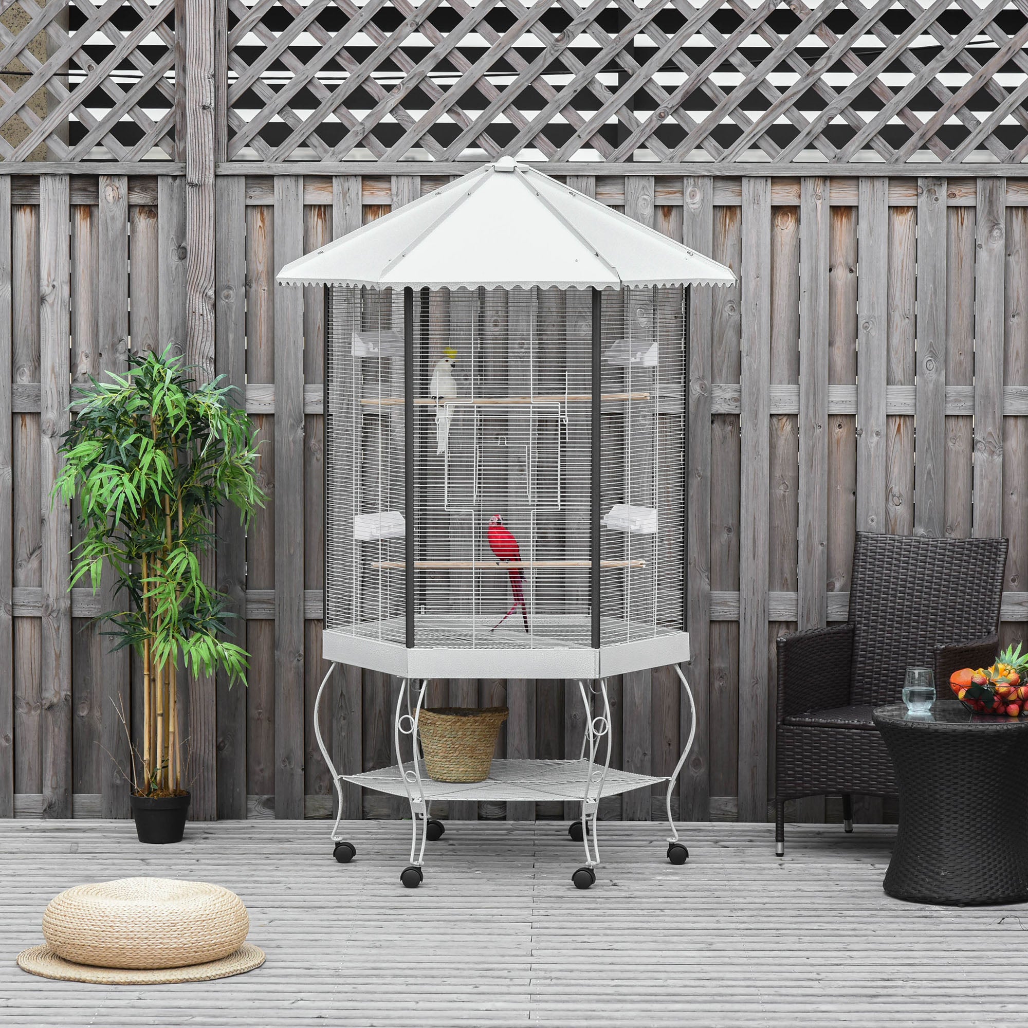  77" Flight Bird Cage Hexagon Covered Canopy Portable Aviary With Storage — Bird Cages | GetPawsy