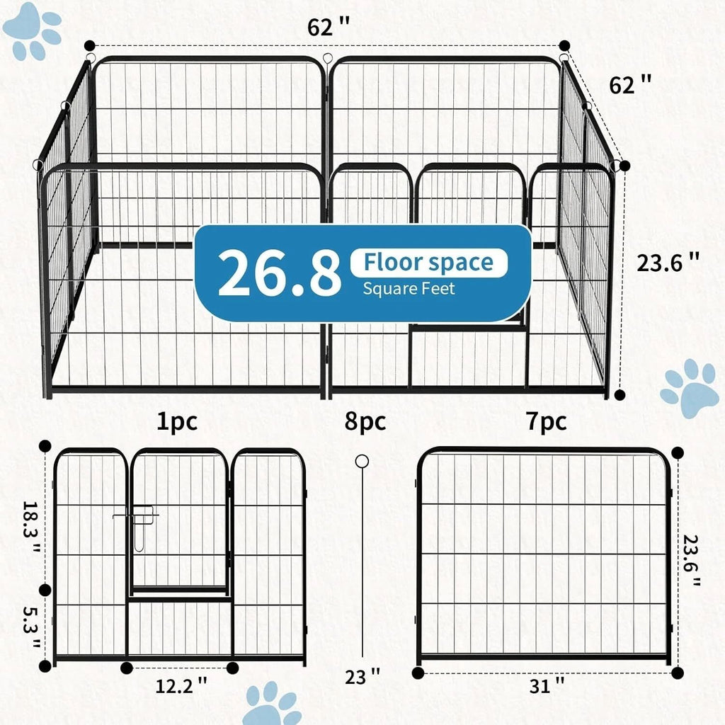 Indoor Outdoor Dog Playpen, Premium Pet Puppy Fence With Gate, Portable Cage — Pet Guardrails | GetPawsy