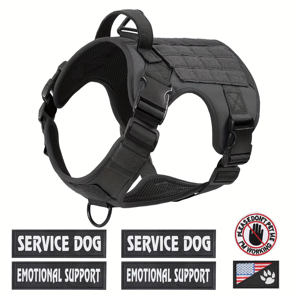 Tactical Dog Harness – Adjustable Reflective Service Vest with Metal Buckle for Dogs — Dog Collars & Leashes | GetPawsy