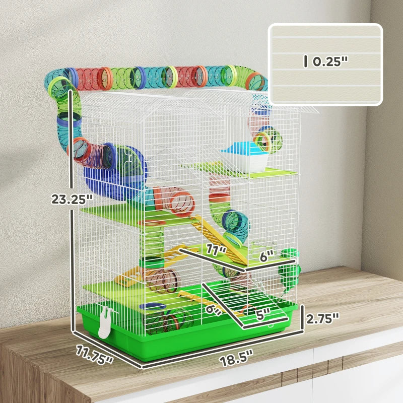 5-Tier Hamster Habitat – Enclosure Cage with Tubes, Wheel & Accessories — Hamster Cages | GetPawsy