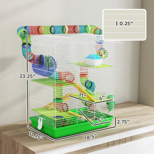 5-Tier Hamster Habitat – Enclosure Cage with Tubes, Wheel & Accessories — Hamster Cages | GetPawsy