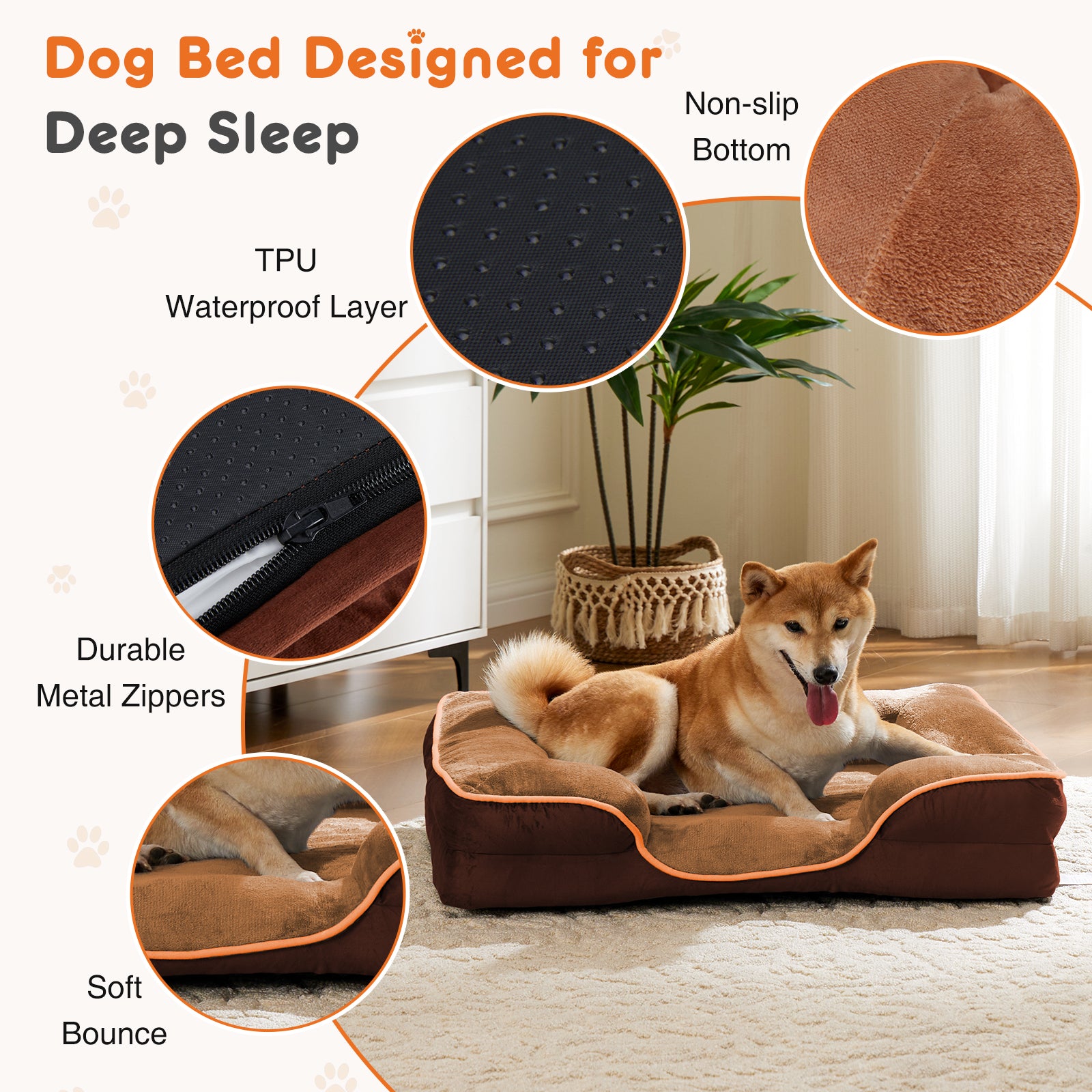Memory Foam Pet Bed For Small Dogs & Cats With Washable Removable Cover Non-Slip Base Waterproof Liner — Dog Beds | GetPawsy