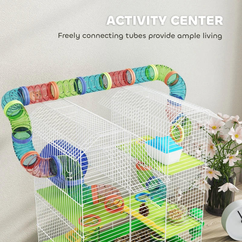 5-Tier Hamster Habitat – Enclosure Cage with Tubes, Wheel & Accessories — Hamster Cages | GetPawsy