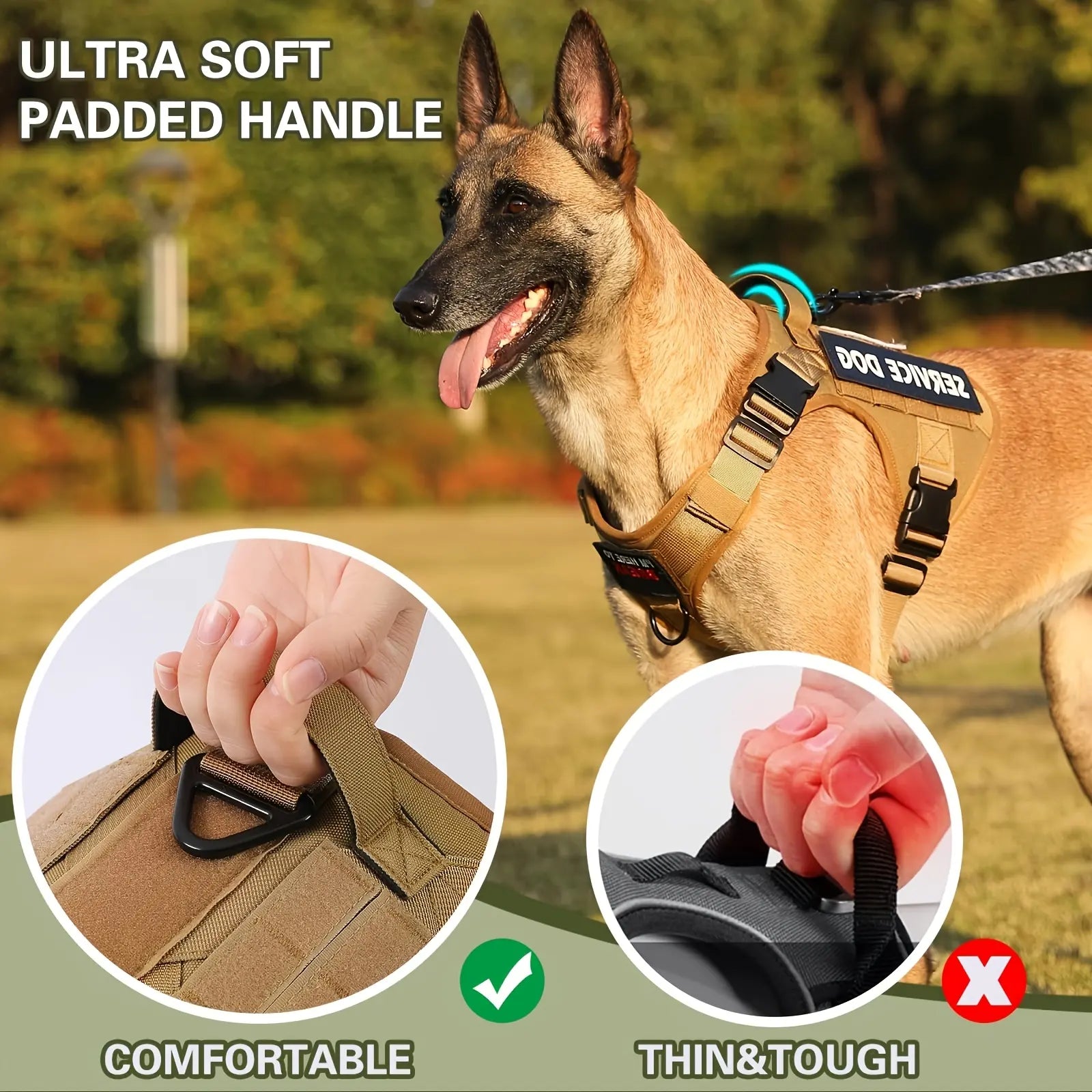 Tactical Dog Harness – Adjustable Reflective Service Vest with Metal Buckle for Dogs — Dog Collars & Leashes | GetPawsy