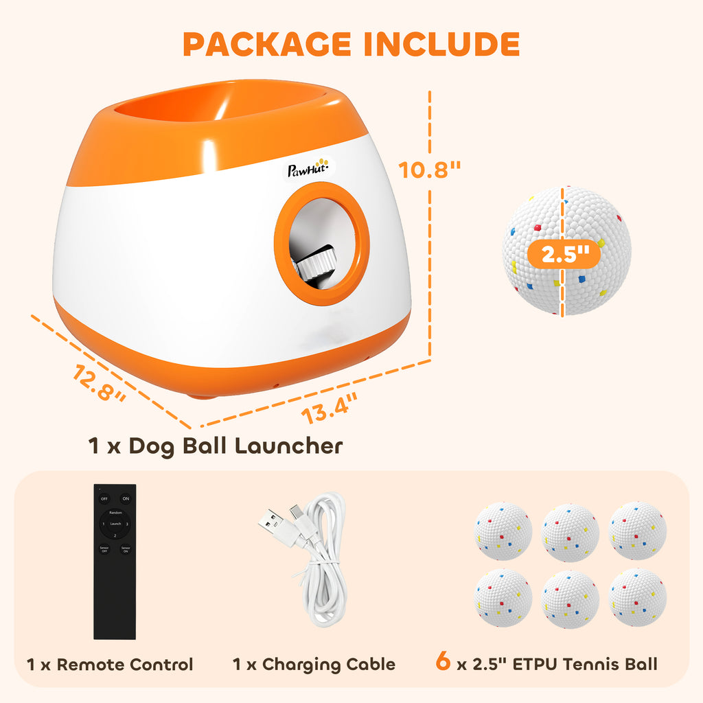 Automatic Dog Ball Launcher with 26-79 FT Distance, Automatic Ball Launcher for Medium and Large Dogs, Orange — Dog Toys | Ge