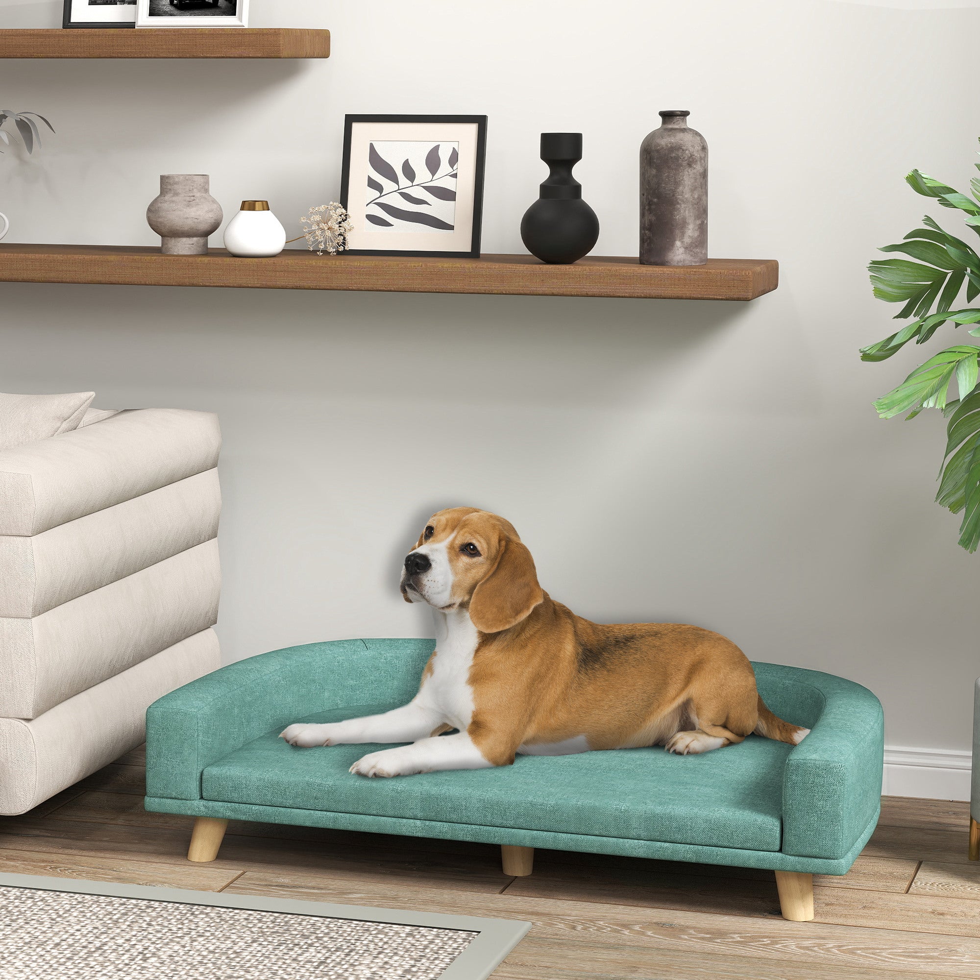 Dog Sofa Couch Bed with Washable Cushion for Large Dogs, Cats, Green — Dog Toys | GetPawsy