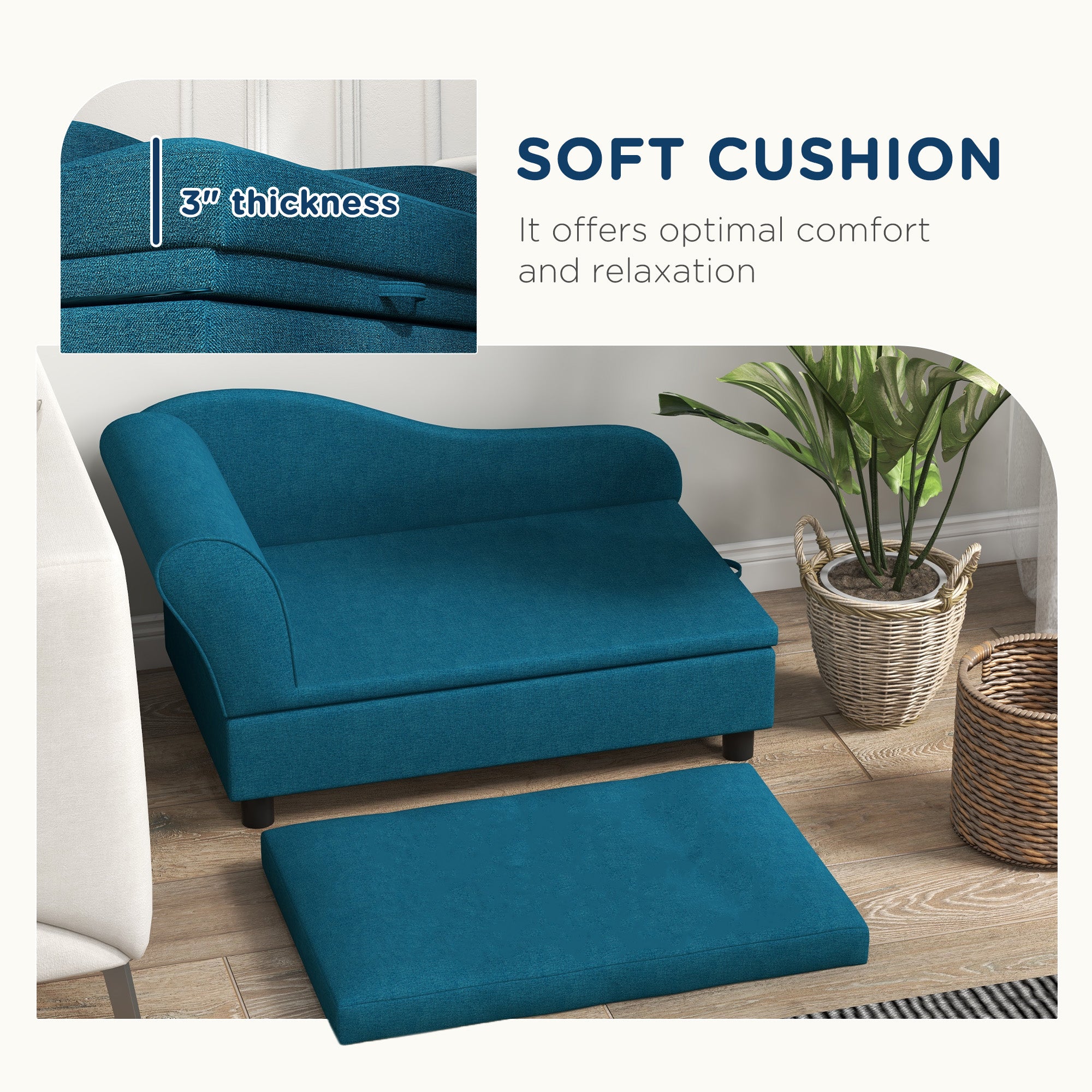  Pet Sofa Dog Sofa for Small Dogs with Storage, Dark Blue — Dog Toys | GetPawsy