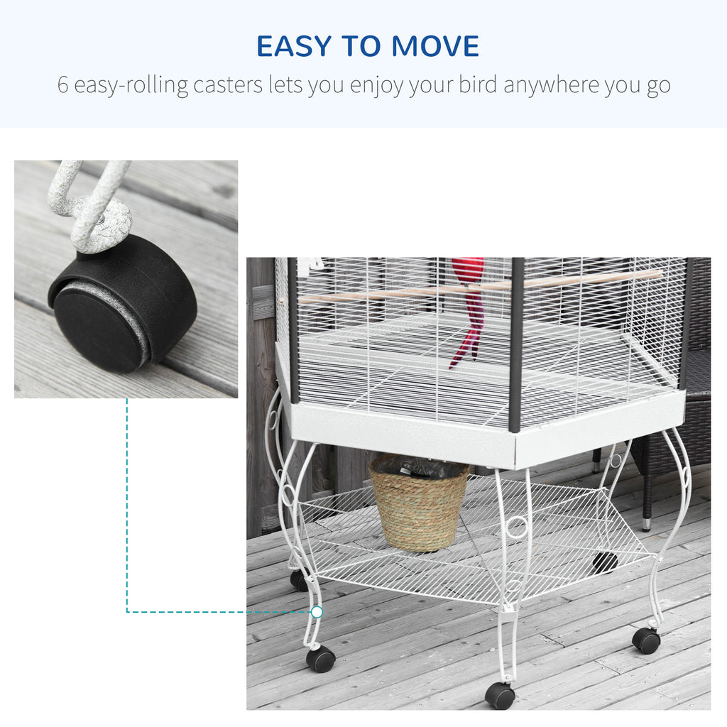  77" Flight Bird Cage Hexagon Covered Canopy Portable Aviary With Storage — Bird Cages | GetPawsy