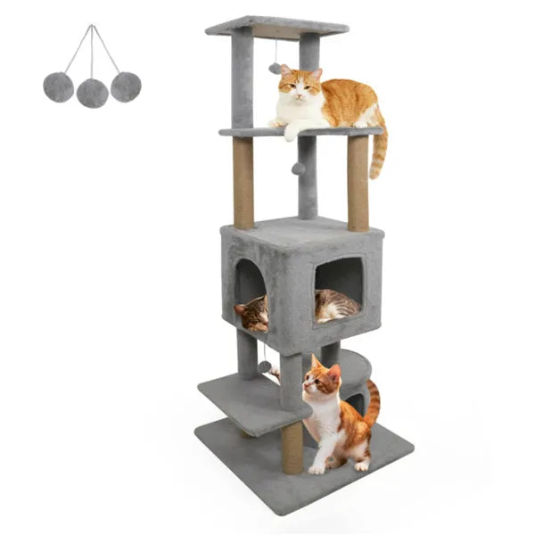 Cat Tree – Multi-Level Tower with Plush Perches & Jute Scratch Posts — Cat Trees & Condos | GetPawsy
