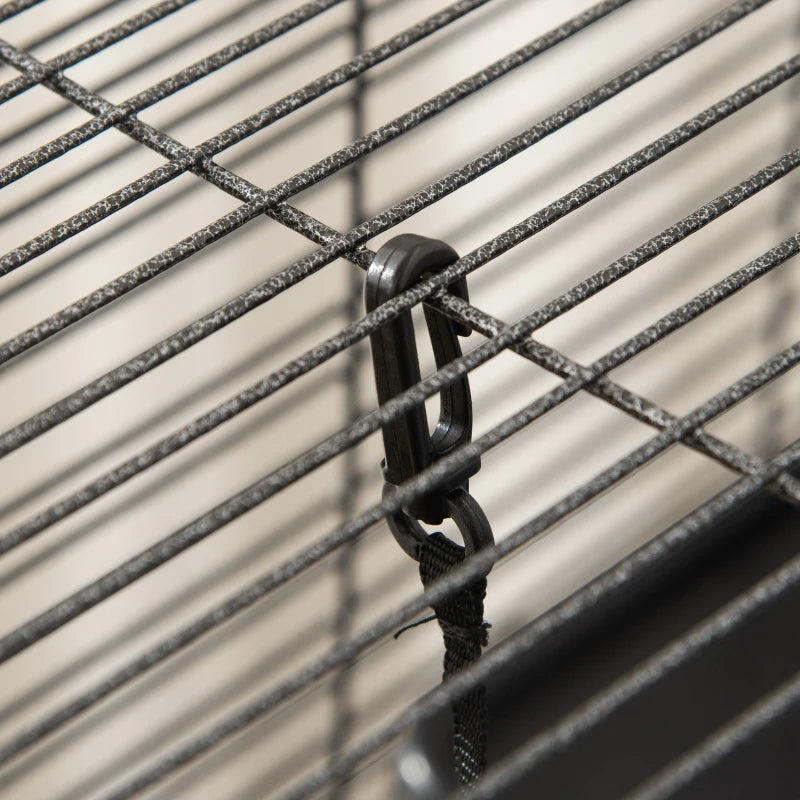 PawHut Metal Small Animal Cage Rolling Big Ferret Cage, Chinchilla Cage, Sugar Glider Cage, With Hammock & 4 Tiers, Removable