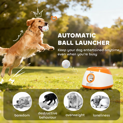 Automatic Dog Ball Launcher with 26-79 FT Distance, Automatic Ball Launcher for Medium and Large Dogs, Orange — Dog Toys | Ge