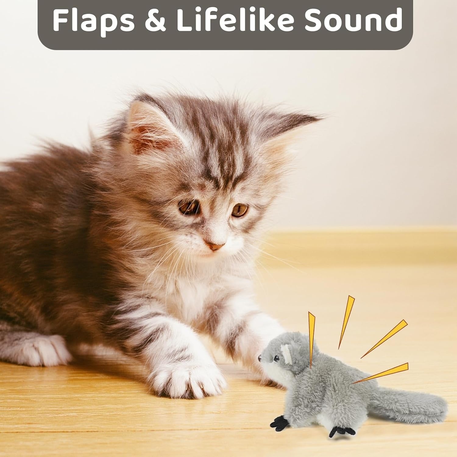 Interactive Catnip Toy – Rechargeable Flapping Squirrel for Kittens — Cat Toys | GetPawsy