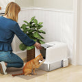  2 in 1 Stainless Steel Cat Litter Box with Removable Lid, Scoop, Filter Bags, for Small to Large Cats, White — Cat Litter Bo