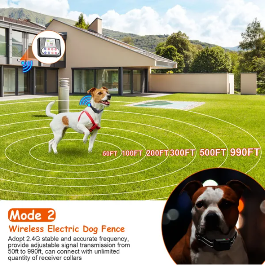 Dog Training Collar System – 990FT Wireless Fence with Beep, Vibration & Shock — Dog Houses | GetPawsy