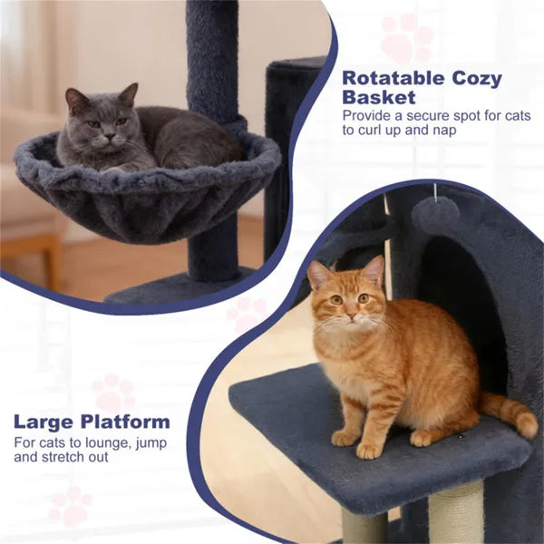 Cat Tree Tower Condo – 2-Tier 33.5-Inch Dark Gray with Sisal Scratching Posts for Cats — Cat Trees & Condos | GetPawsy