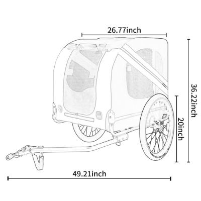 Large Folding Bike Trailer For Dogs  120LB Capacity All-Terrain Pet Carrier, Durable Steel Frame For Cycling, Jogging, Campin