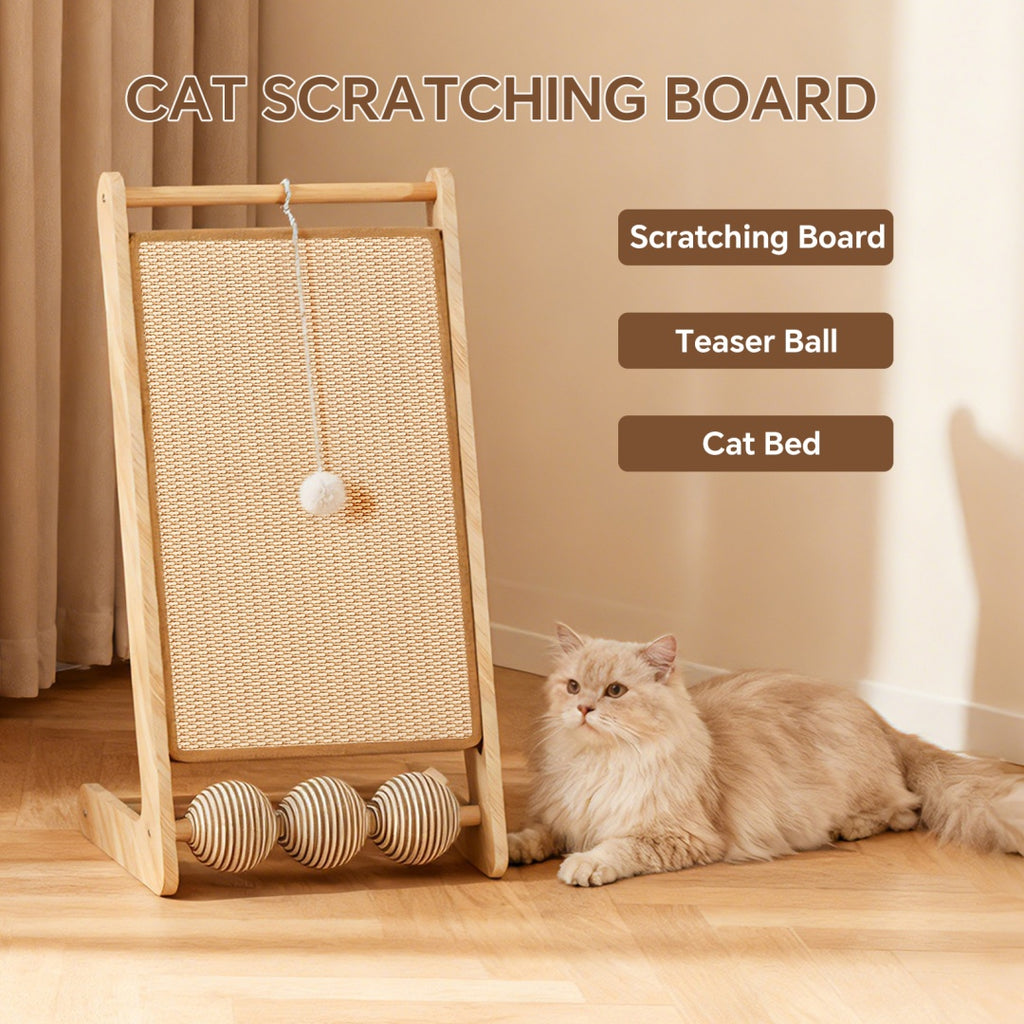 L Rattan Cat Scratching Post With Ball Attachment — Pet Furniture Tools | GetPawsy