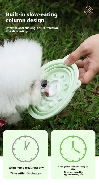 Foldable Dog Travel Bowl – 3-in-1 Slow Feeder with Suction Cups — Dog Bowls & Feeders | GetPawsy