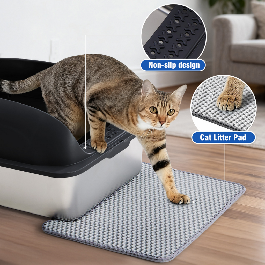 Stainless Steel Cat Litter Box With Lid, Large Cat Litter Box For Big Cats, Scoop And Mat Included — Cat Litter Boxes | GetPa