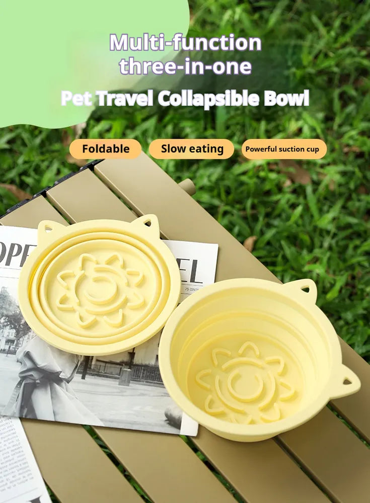 Foldable Dog Travel Bowl – 3-in-1 Slow Feeder with Suction Cups — Dog Bowls & Feeders | GetPawsy