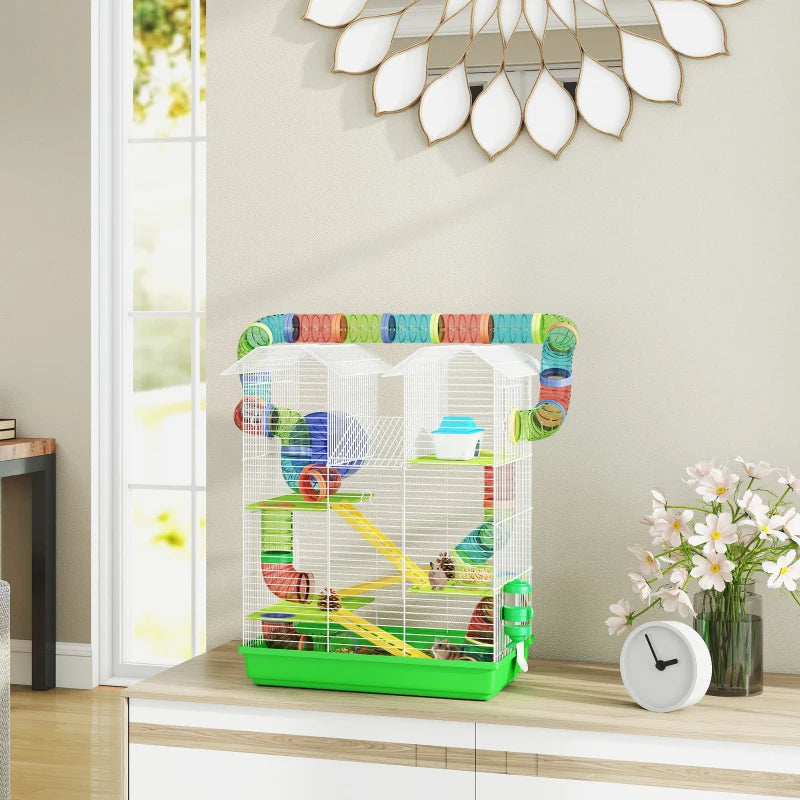 5-Tier Hamster Habitat – Enclosure Cage with Tubes, Wheel & Accessories — Hamster Cages | GetPawsy