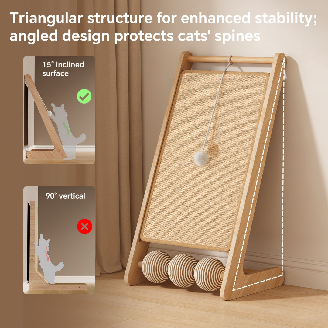 L Rattan Cat Scratching Post With Ball Attachment — Pet Furniture Tools | GetPawsy