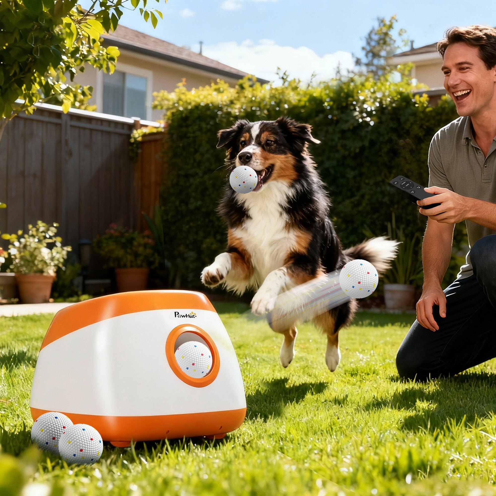 Automatic Dog Ball Launcher with 26-79 FT Distance, Automatic Ball Launcher for Medium and Large Dogs, Orange — Dog Toys | Ge