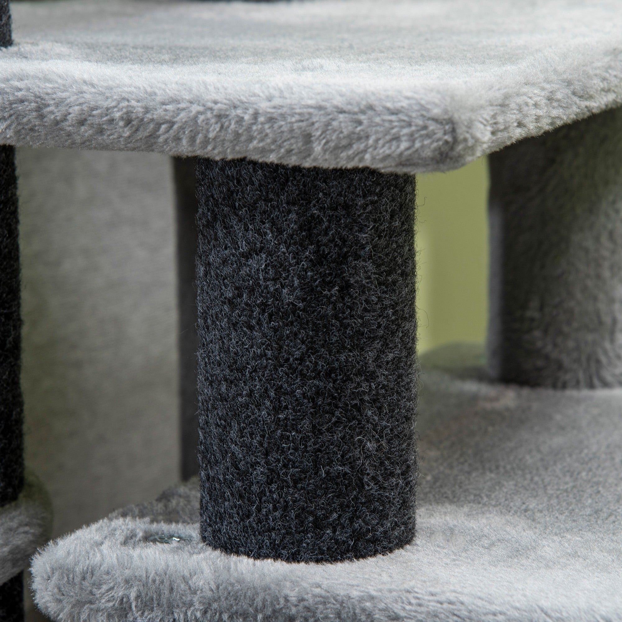  Adjustable Height 3 Step/4 Step Cat Stairs with Cat Scratching Post, Cat Condo, Toy Ball, for Bed, Sofa, Couch, Gray — Cat H