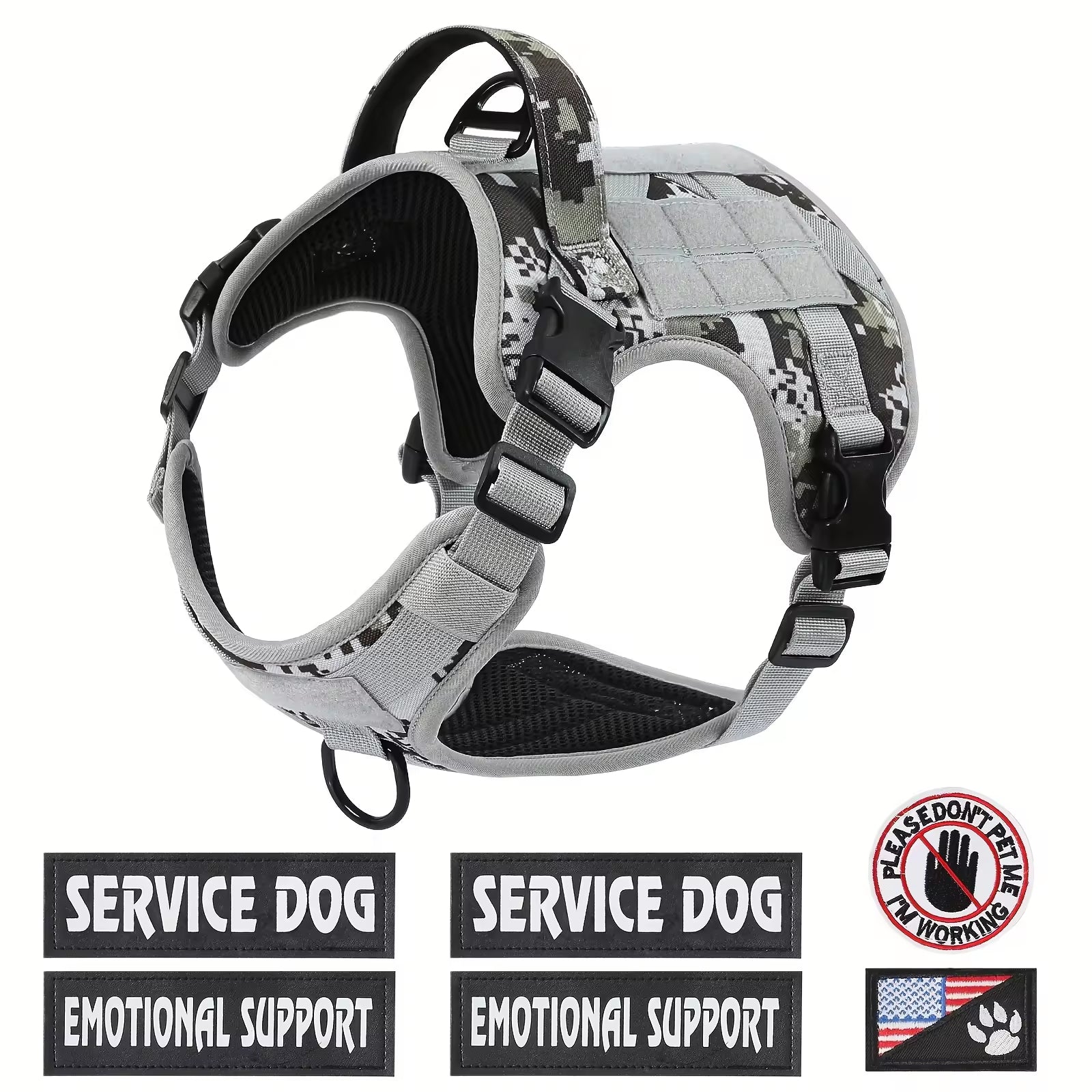 Tactical Dog Harness – Adjustable Reflective Service Vest with Metal Buckle — Dog Collars & Leashes | GetPawsy