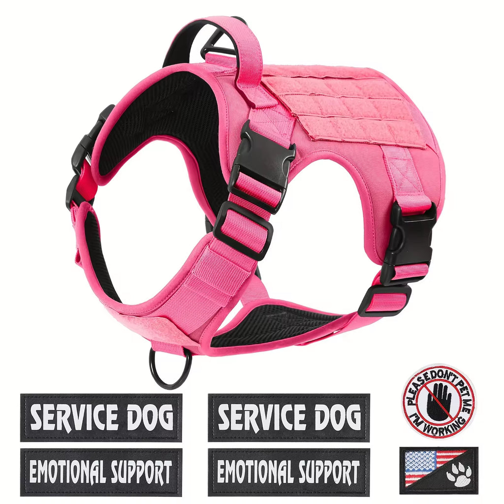 Tactical Dog Harness – Adjustable Reflective Service Vest with Metal Buckle — Dog Collars & Leashes | GetPawsy