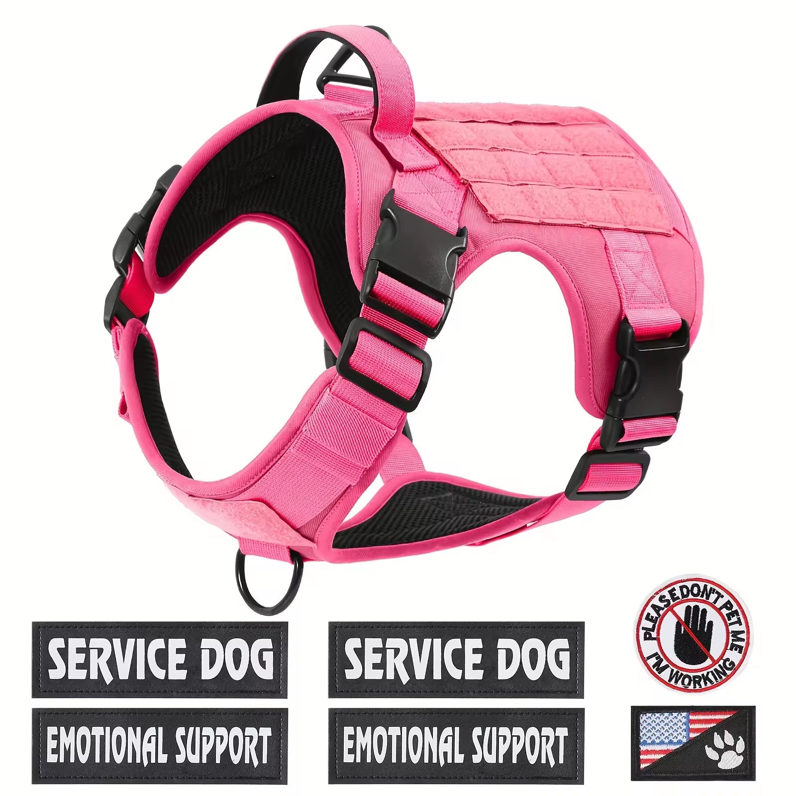 Tactical Dog Harness – Adjustable Reflective Service Vest with Metal Buckle — Dog Collars & Leashes | GetPawsy