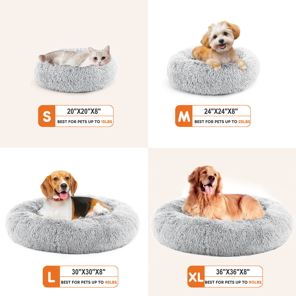 Cat Bed – Fluffy Plush Round Faux Fur Anti-Slip Bed for Cats — Cat Beds | GetPawsy