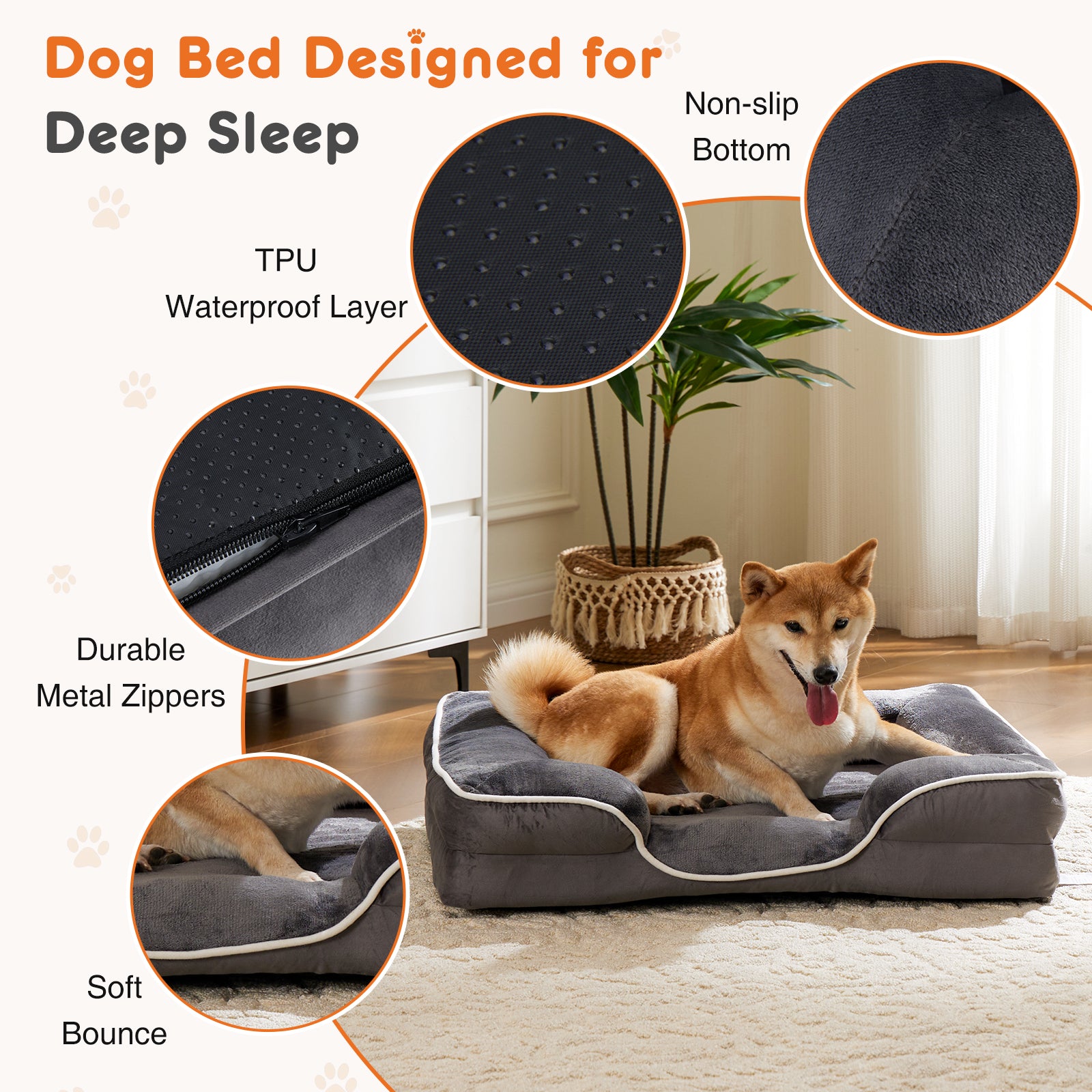 Memory Foam Pet Bed For Small Dogs & Cats With Washable Removable Cover Non-Slip Base Waterproof Liner — Dog Beds | GetPawsy