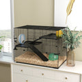  31" Hamster Cage, Gerbil Cage with Glass Basin for Small Hamsters, Black — Hamster Cages | GetPawsy