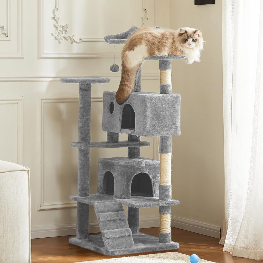 54 -Cat Tree Tower - Multi-level With Sisal Grab Post, Indoor Apartment With Ladder, Plush Toys, Rest And Play — Cat Trees & 