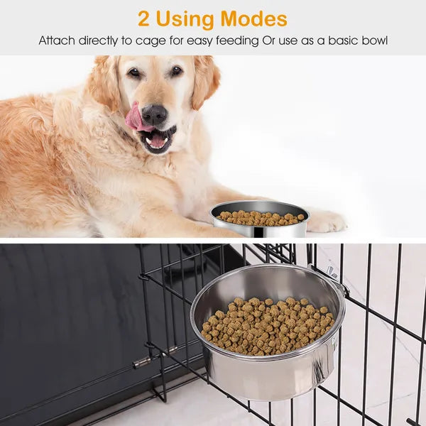 Hanging Dog Bowl – Stainless Steel Food & Water Bowl for Cages — Dog Bowls & Feeders | GetPawsy