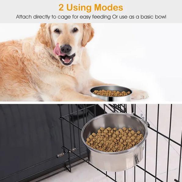 Stainless Steel Dog Bowl – Hanging Food & Water Bowl for Dogs — Dog Bowls & Feeders | GetPawsy